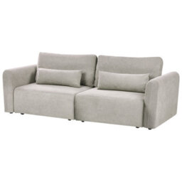Beliani Sofa Bed 3 Seater Vaxholm Fabric Grey With Storage - thumbnail 1