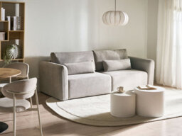Beliani Sofa Bed 3 Seater Vaxholm Fabric Grey With Storage - thumbnail 2