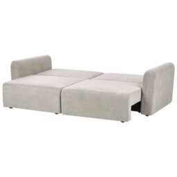 Beliani Sofa Bed 3 Seater Vaxholm Fabric Grey With Storage - thumbnail 6