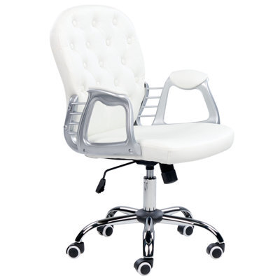 Beliani Office Chair Princess Faux Leather White - image 1