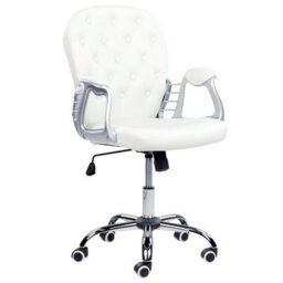 Beliani Office Chair Princess Faux Leather White - thumbnail 4
