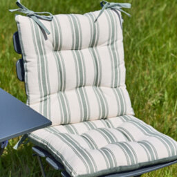 Dibor Set Of 2 Forest Green Stripe Cotton Indoor Furniture Dining Chair Seat Pads With Ties (L)40Cm X (W)40Cm - thumbnail 2