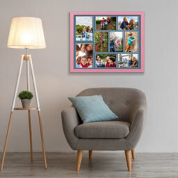 AK Frames 20X16 Pastel Pink Sleek Multi Photo Frame With Pompadour Mount - Holds 9 Apertures (2X) 7X5, (7X) 6X4 Photos - thumbnail 3