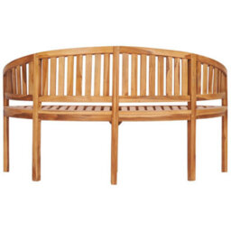 Berkfield Banana Bench 151 Cm Solid Teak Wood - thumbnail 4
