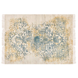 Beliani Rug Boyali Dark Green 140 X 200 Cm Viscose - thumbnail 1