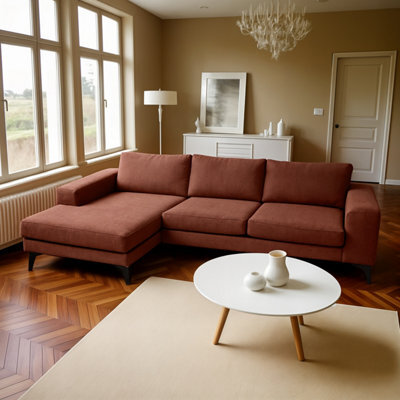 Abakus Direct Venice Corner Sofa In Burgundy Left Facing With Deep Seats And Extra-Wide Padded Arms - image 1