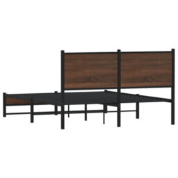Berkfield Metal Bed Frame Without Mattress Brown Oak 140X190 Cm - thumbnail 7