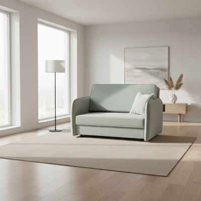 Sofa Viva Loft Ii With Sleeping Function And Storage Chipboard Metal Legs Wooden Frame 127Cm Width Light Grey 2 - image 1