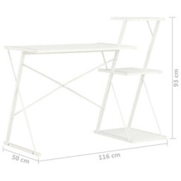 Berkfield Desk With Shelf White 116X50X93 Cm - thumbnail 7