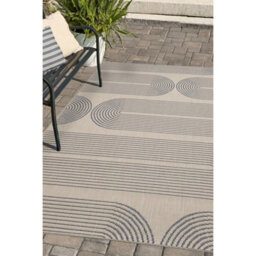 Melrose Eden Multi Patterned Arc Design Indoor Outdoor Navy 3mm Pile Height Large Area Rug - 160/230Cm - thumbnail 1