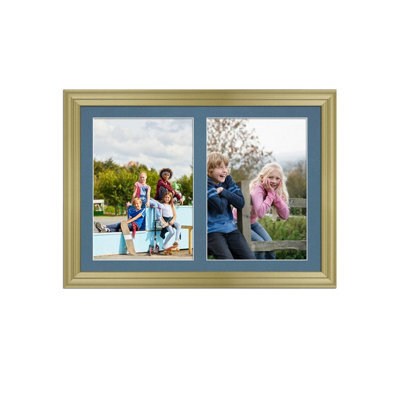 AK Frames 20X14 Gold Classic Multi Photo Frame With Pompadour Mount - Holds 2 Apertures (2X) A4 Photos - image 1