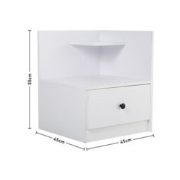 Living And Home White Wooden 1 Drawer Bedside Table Nightstand W 450 X D 450 X H 550 mm - thumbnail 6