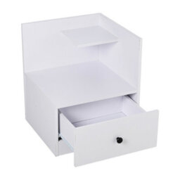 Living And Home White Wooden 1 Drawer Bedside Table Nightstand W 450 X D 450 X H 550 mm - thumbnail 4