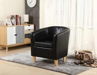 Westwood Luxury Faux Leather Tub Chair Armchair Office Reception Sofa Living Room Black - image 1
