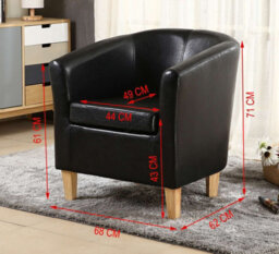 Westwood Luxury Faux Leather Tub Chair Armchair Office Reception Sofa Living Room Black - thumbnail 9