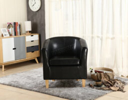 Westwood Luxury Faux Leather Tub Chair Armchair Office Reception Sofa Living Room Black - thumbnail 2