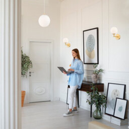 Luminosa Lighting Luminosa Paloma Right Angle Wall Lamp Opal Matt (Fluted), Brushed Brass - thumbnail 3