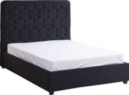 "Seconique Madison 4'6"" Double Bed Black Velvet Fabric" - thumbnail 2