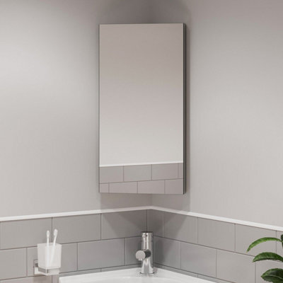 Affine Corner Bathroom Mirror Cabinet Cupboard Single Door Wall Mounted Stainless Steel 300X600mm - image 1