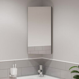 Aveli Corner Bathroom Mirror Cabinet Cupboard Single Door Wall Mounted Stainless Steel 300X600mm