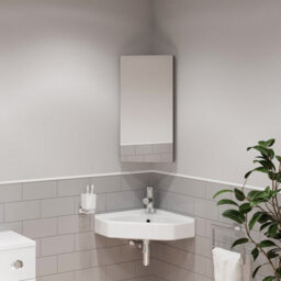 Affine Corner Bathroom Mirror Cabinet Cupboard Single Door Wall Mounted Stainless Steel 300X600mm - thumbnail 5
