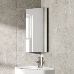 Affine Corner Bathroom Mirror Cabinet Cupboard Single Door Wall Mounted Stainless Steel 300X600mm - thumbnail 8
