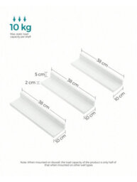 Songmics Wall Shelf 3 Set Floating Shelves Ledge For Picture Frames And Books, 38 X 10 Cm, Mdf White - thumbnail 9