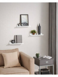 Songmics Wall Shelf 3 Set Floating Shelves Ledge For Picture Frames And Books, 38 X 10 Cm, Mdf White - thumbnail 2