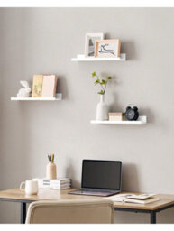 Songmics Wall Shelf 3 Set Floating Shelves Ledge For Picture Frames And Books, 38 X 10 Cm, Mdf White - thumbnail 3