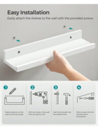 Songmics Wall Shelf 3 Set Floating Shelves Ledge For Picture Frames And Books, 38 X 10 Cm, Mdf White - thumbnail 7