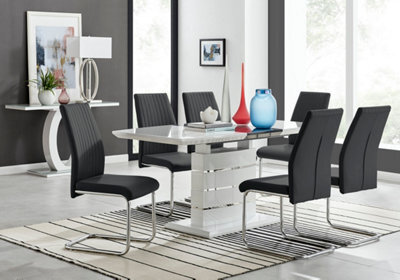 Furniturebox Renato 120Cm High Gloss Extending Dining Table And 6 Black Lorenzo Chairs - image 1