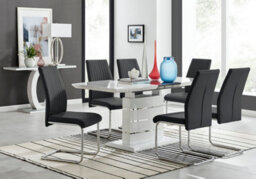 Furniturebox Renato 120Cm High Gloss Extending Dining Table And 6 Black Lorenzo Chairs - thumbnail 1