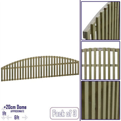 Premier Garden Supplies Premier Florence Wooden Trellis Panel 6Ft X 1Ft (3 Pack) Vertical Slatted Decorative Arched Fence Privacy Topper Climbing Plants - image 1