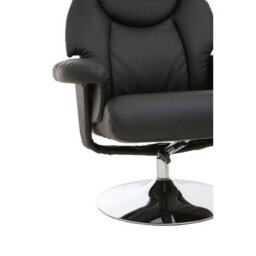 Orsina Black Leather Effect Reclining Chair And Footstool, Easy To Clean Leather Chair, Comfy Footstool - thumbnail 8