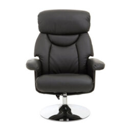 Orsina Black Leather Effect Reclining Chair And Footstool, Easy To Clean Leather Chair, Comfy Footstool - thumbnail 4