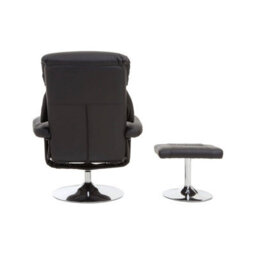 Orsina Black Leather Effect Reclining Chair And Footstool, Easy To Clean Leather Chair, Comfy Footstool - thumbnail 5