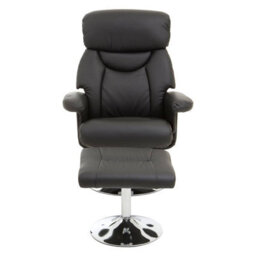 Orsina Black Leather Effect Reclining Chair And Footstool, Easy To Clean Leather Chair, Comfy Footstool - thumbnail 6