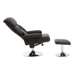 Orsina Black Leather Effect Reclining Chair And Footstool, Easy To Clean Leather Chair, Comfy Footstool - thumbnail 3