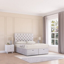 Sloomy Mayfair End Lift Ottoman Bed 6Ft With Sprung Memory Mattress - Silver Plush & Headboard- Super King - thumbnail 3