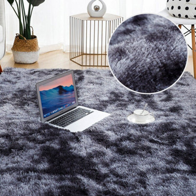 Fluffy Soft Dark Grey Carpet Large Shaggy Rug Anti-Slip Bedroom Living Room Floor Mats 240X300Cm - image 1