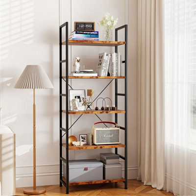 Levede 5 Tier Ladder Bookcase Metal And Wood Heavy Duty Display Shelf - image 1
