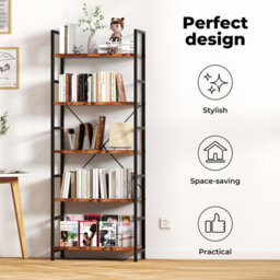 Levede 5 Tier Ladder Bookcase Metal And Wood Heavy Duty Display Shelf - thumbnail 6