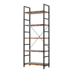 Levede 5 Tier Ladder Bookcase Metal And Wood Heavy Duty Display Shelf - thumbnail 2