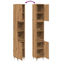 Berkfield Bathroom Cabinet Artisan Oak 30X30X190 Cm Engineered Wood - thumbnail 8