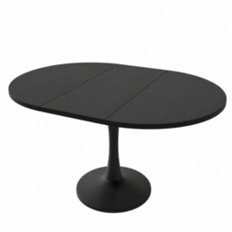 Btm Modern Extendable Oval Dining Table 100 To 140 X 100Cm, Space Saving Dining Table For 4 To 6 People, Contemporary Style, Black - thumbnail 8