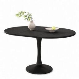 Btm Modern Extendable Oval Dining Table 100 To 140 X 100Cm, Space Saving Dining Table For 4 To 6 People, Contemporary Style, Black - thumbnail 7