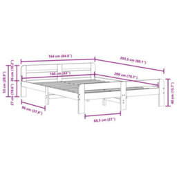Berkfield Bed Frame Without Mattress Wax Brown 160X200 Cm Solid Wood Pine - thumbnail 9