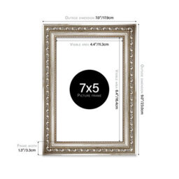 7X5 Silver Ornate Picture Frame (12.7 X 17.8Cm) Poster, Photo, Artwork, Gallery Wall Or Print - thumbnail 2