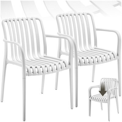 Tectake Garden Chairs Alcudia - Weather-Resistant, Durable And Long-Lasting Plastic - Cream - Set Of 2 - image 1