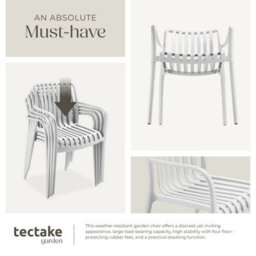 Tectake Garden Chairs Alcudia - Weather-Resistant, Durable And Long-Lasting Plastic - Cream - Set Of 2 - thumbnail 5